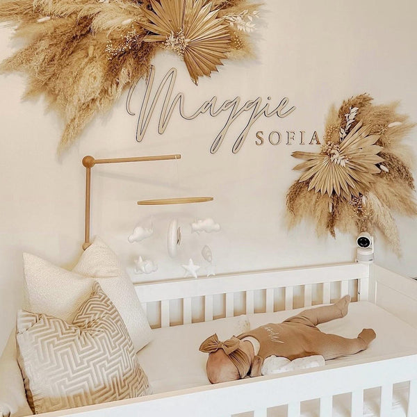 Custom double name sign in pastel colors for nursery wall art