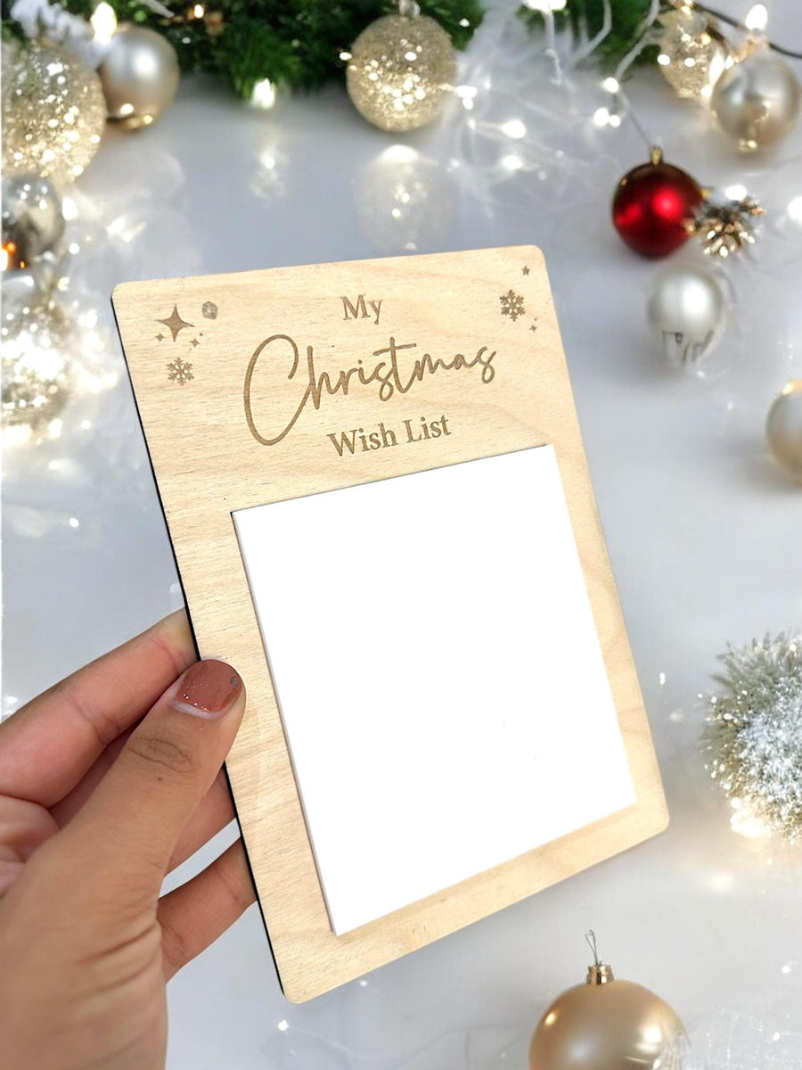 Christmas Wish List Board with magnet, colorful wooden design for kids