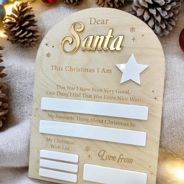 Dear Santa Board - Reusable Christmas Wish List Sign