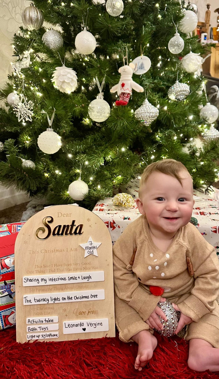 Dear Santa Board with Pen, wooden, reusable Christmas Eve tradition