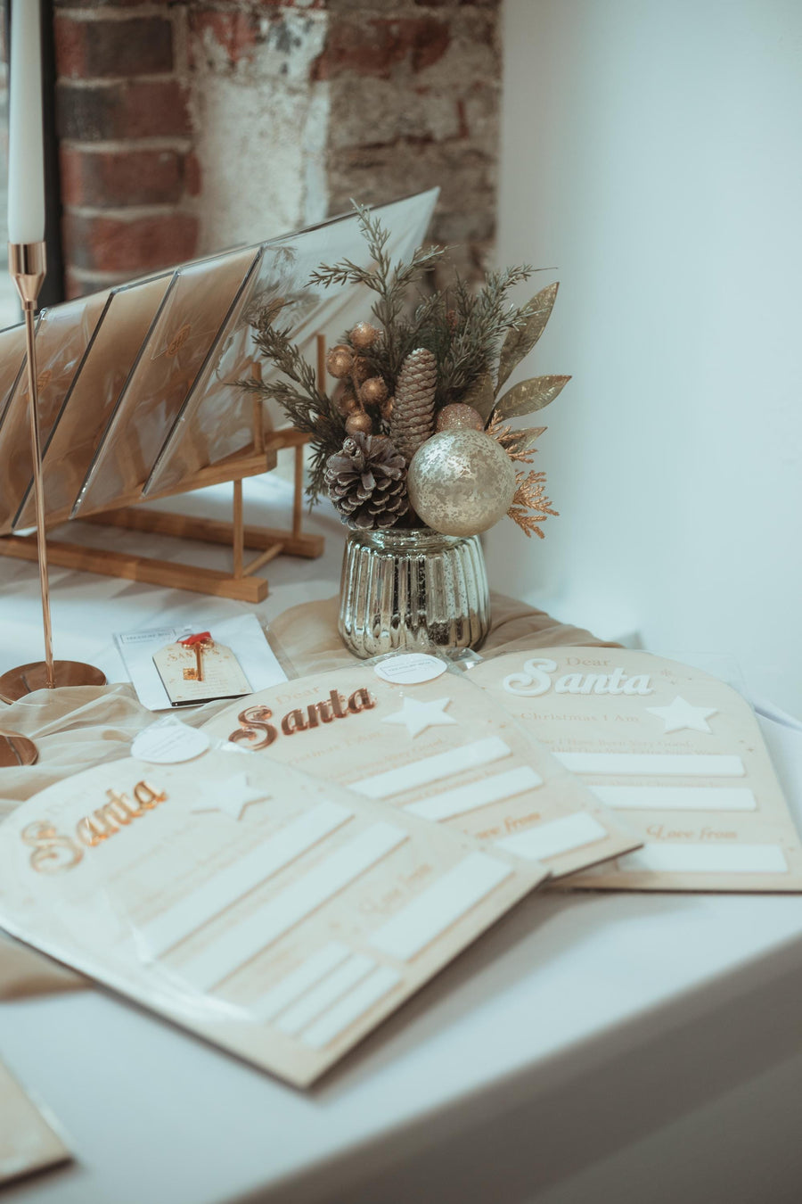 Dear Santa Board with Pen, wooden, reusable Christmas wish list sign
