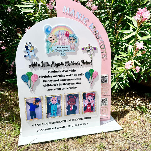 Double arch acrylic play rules sign for kids party rentals