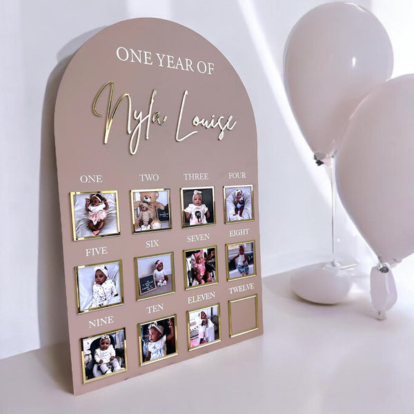 1st Birthday Photo Board – Milestone Plaque & Sign