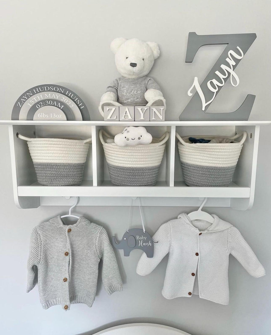 Personalised letter name sign, wooden, white color, for nursery decor