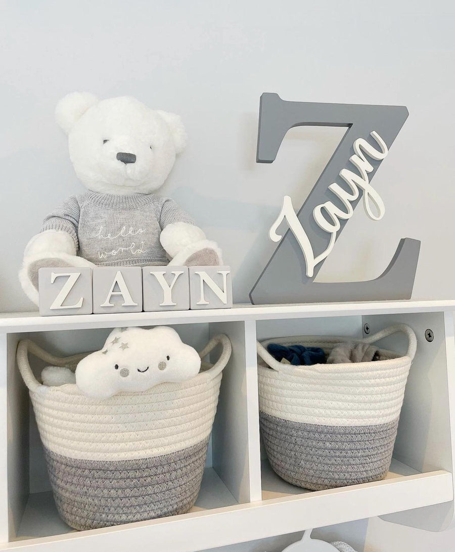 Personalised letter name sign in pastel colors for nursery decor