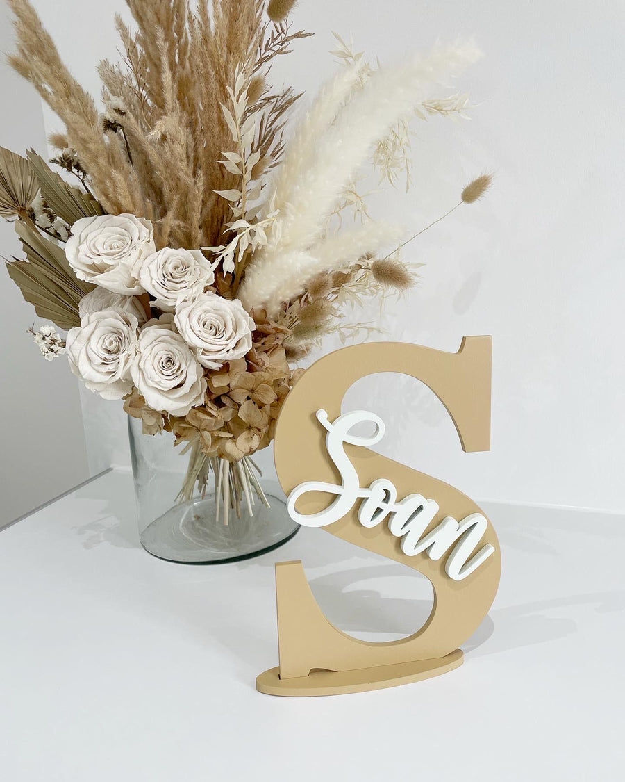 Personalised Letter Name Sign in pastel pink, ideal for nursery decor