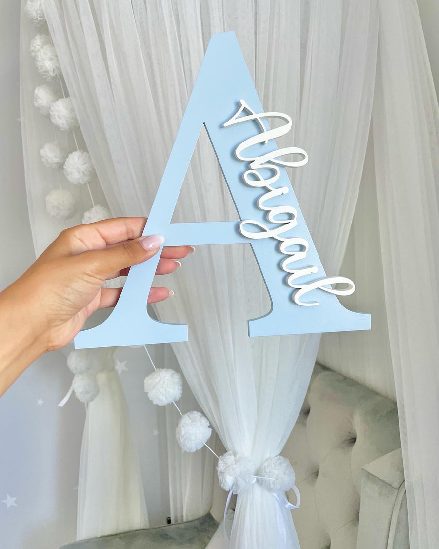 Personalised letter name sign in pastel colors for nursery decor