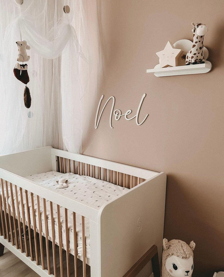Custom nursery name sign, wooden wall plaque in pastel colors