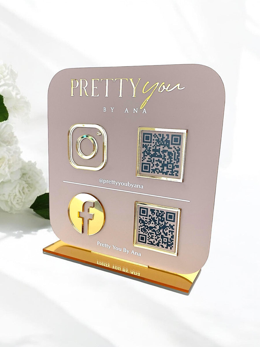 Multi QR Code business sign for salon in black and white design