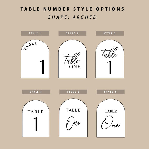Elegant 3D Acrylic Arched Table Numbers for Weddings