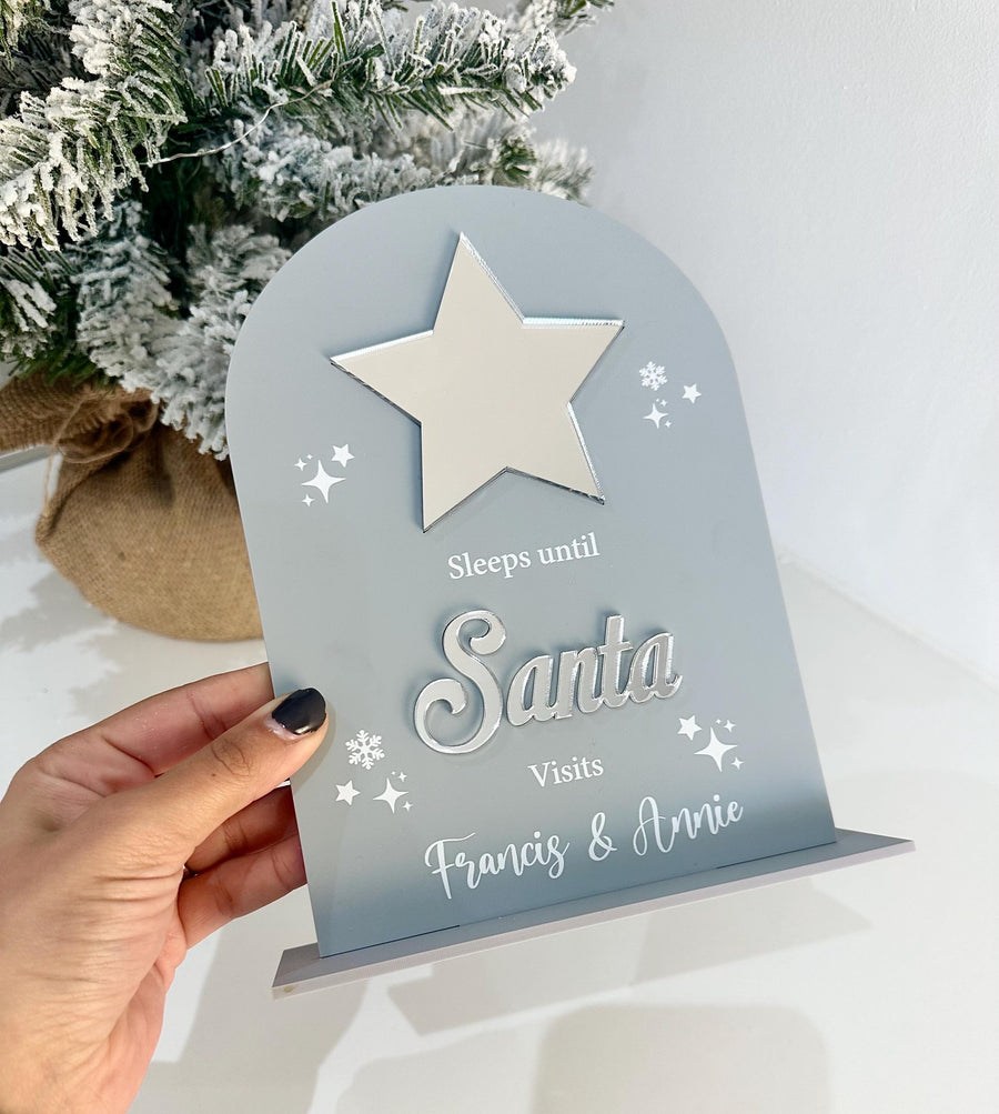 Personalised acrylic Christmas countdown sign with reusable marker, festive design