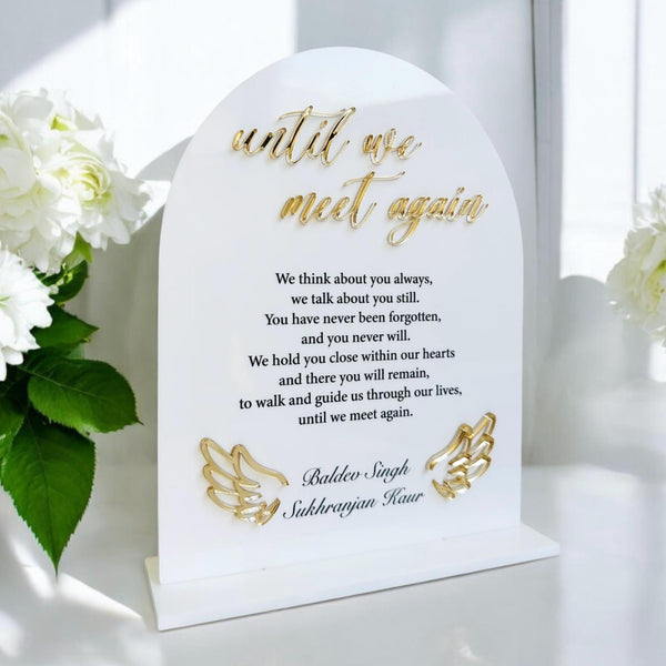 Custom acrylic wedding memorial sign with UV printed design, clear background