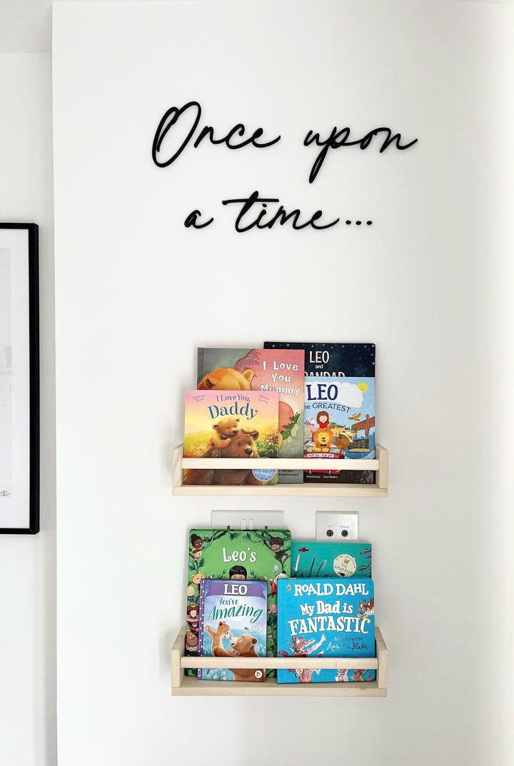 Once Upon a Time wooden nursery plaque for reading corner decor