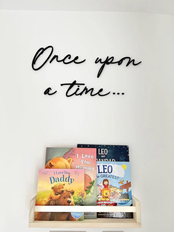 Once Upon a Time wall sign, wooden nursery plaque, reading corner decor