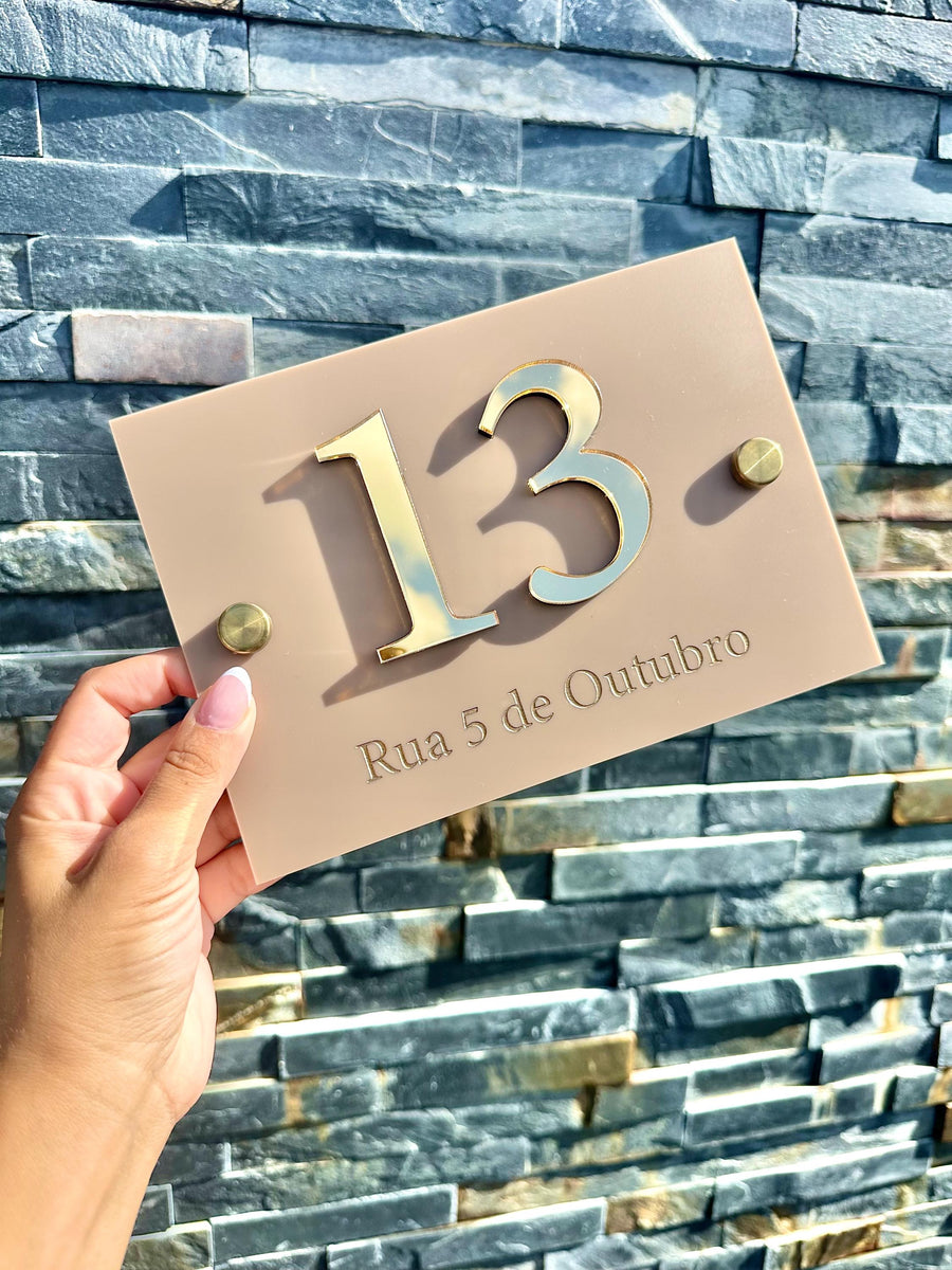 Custom acrylic house sign with street name in clear finish