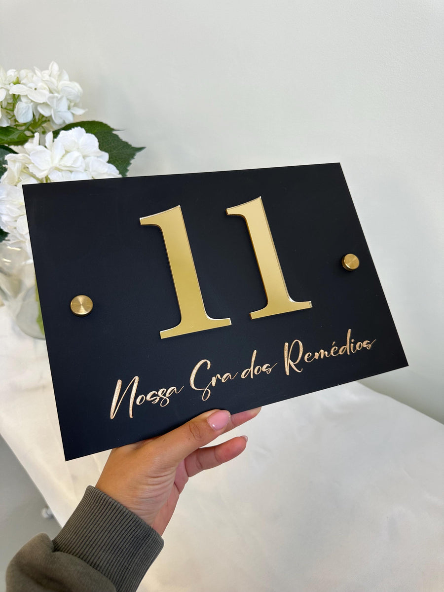 Custom acrylic house sign with modern design in clear perspex