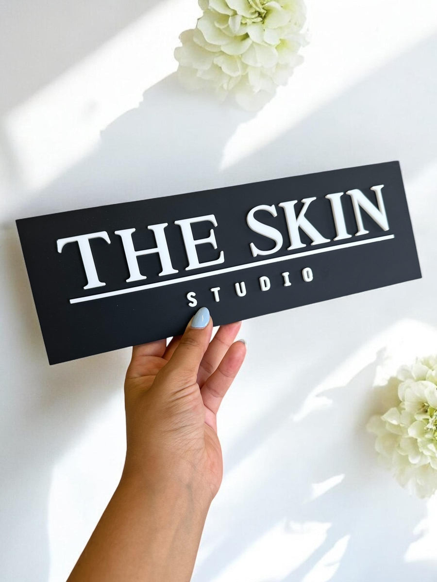 Modern 3D acrylic salon sign in clear color with stand offs