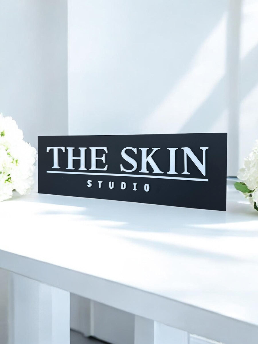 Modern 3D acrylic Perspex logo sign in sleek clear design