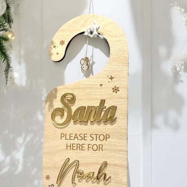 Personalised Santa Stop Here Sign | Custom Holiday Decor
