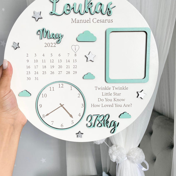 Personalised Baby Keepsake Gift & Birth Announcement Plaque
