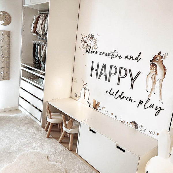 Creative and Happy Children Play Wall Sign | Nursery Decor