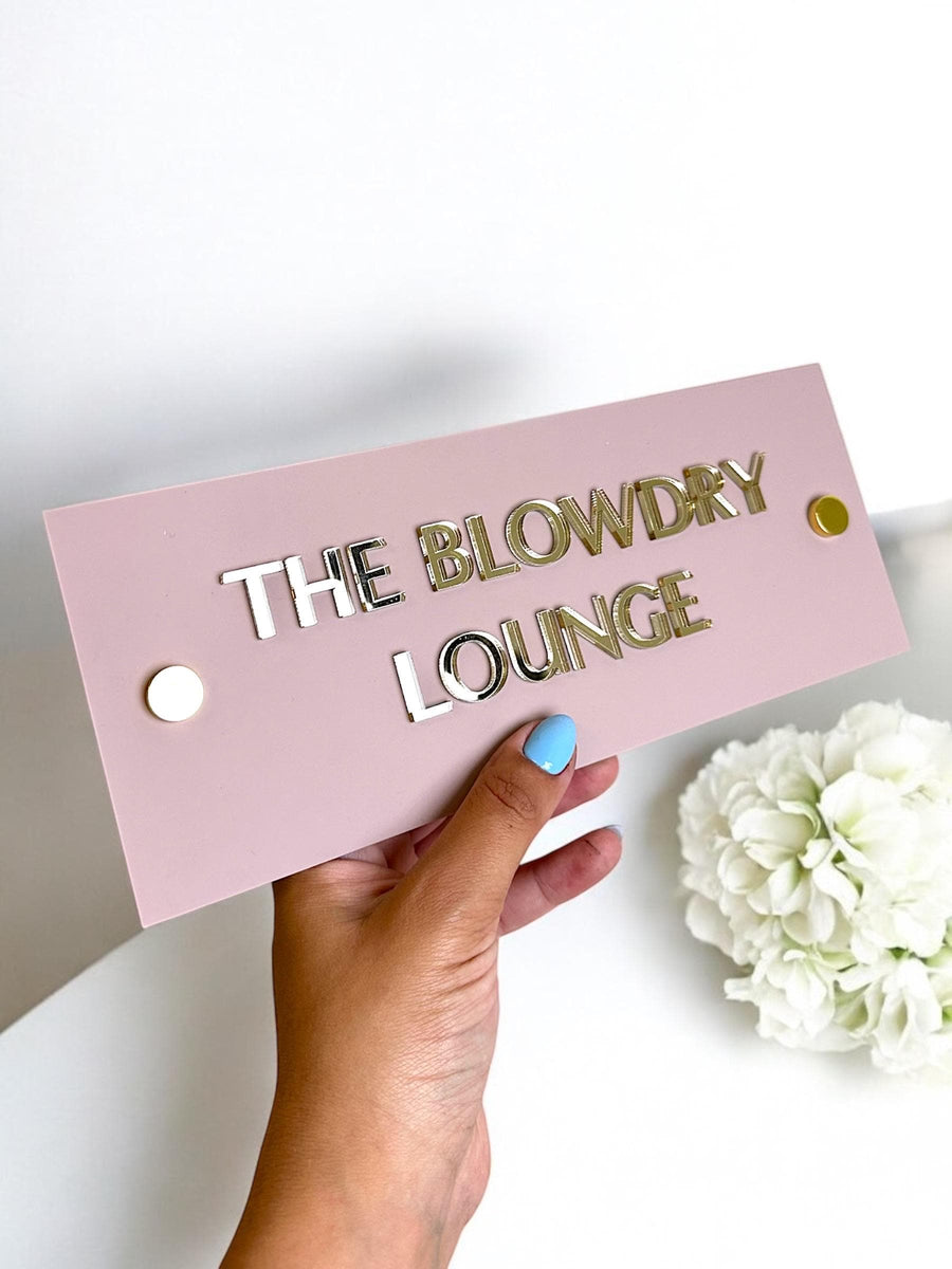 Custom 3D acrylic treatment room sign in clear with modern design.