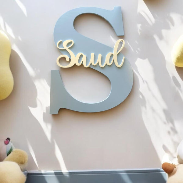 Personalised Wooden Initial Name Sign for Kids Rooms