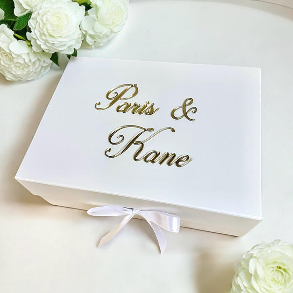Luxury personalized wedding box with 3D acrylic design for memories