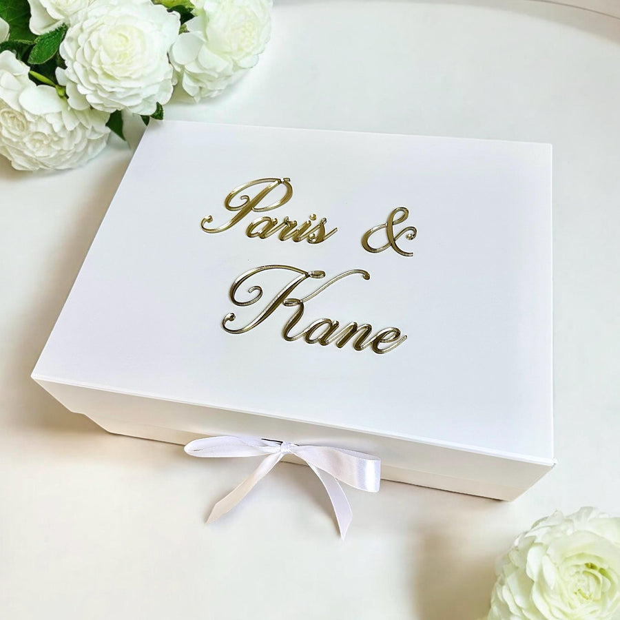 Luxury personalized wedding box with 3D acrylic design for memories