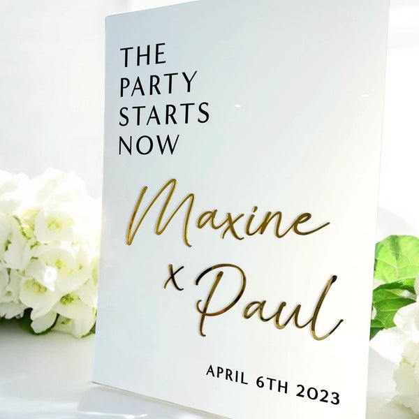 3D acrylic wedding welcome sign with engraved text, custom ceremony decor