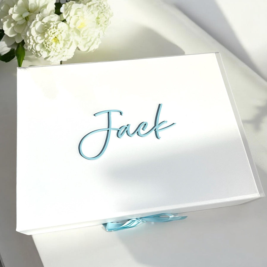 Luxury personalised gift box with custom engraving, ideal for bridesmaid proposals.