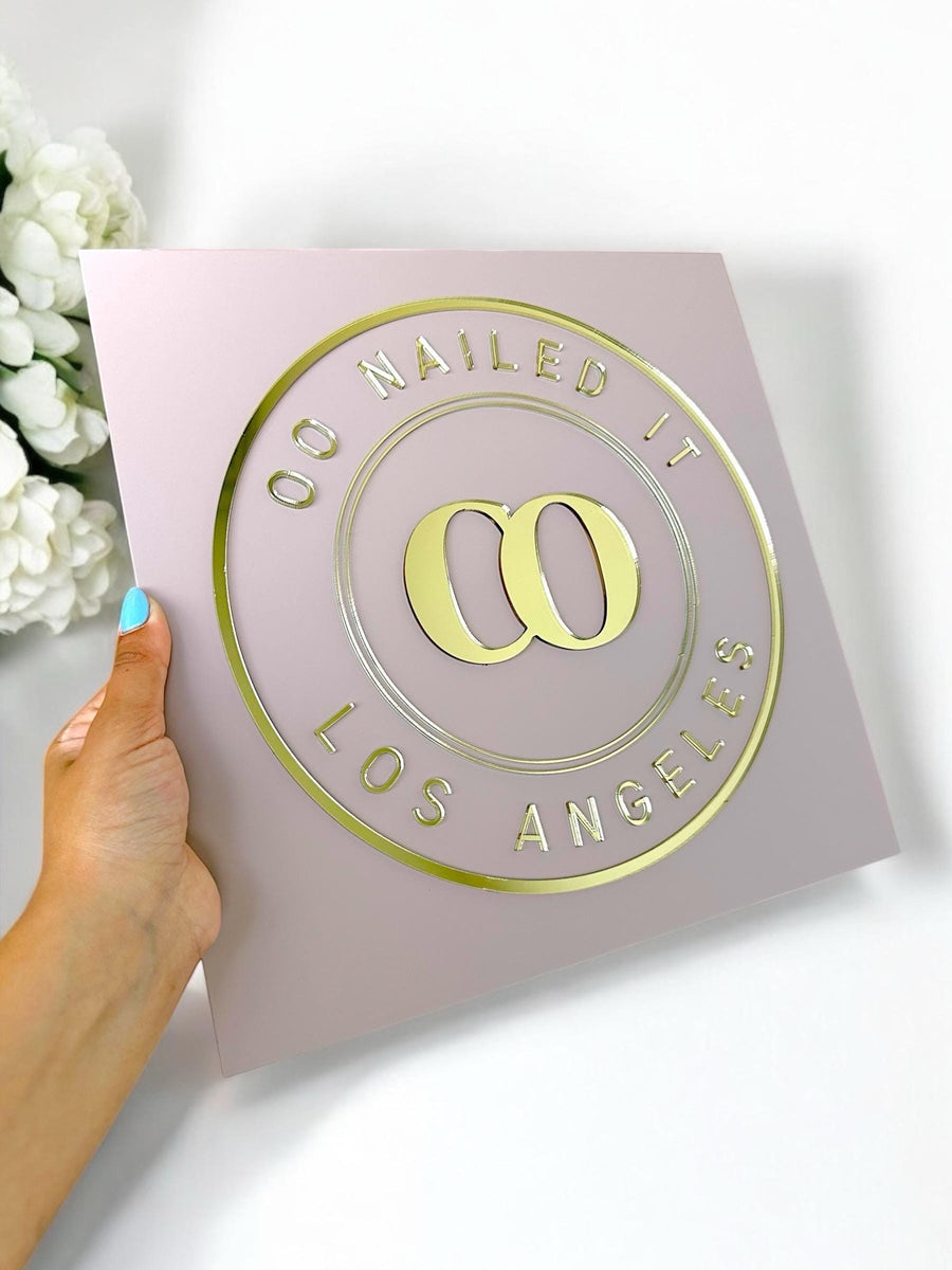 Custom 3D acrylic logo sign in modern square shape for salon or office