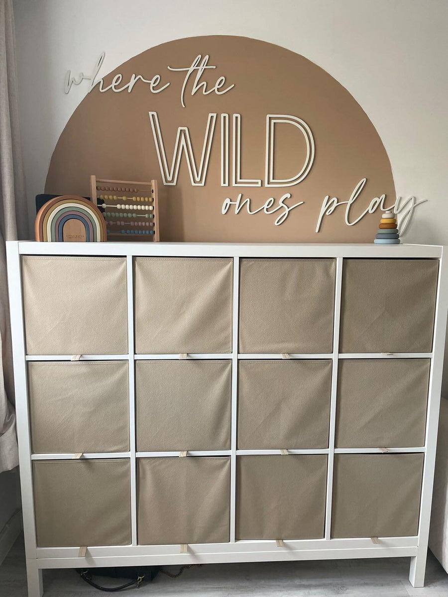 Where the Wild Ones Play wooden wall art in colorful jungle design