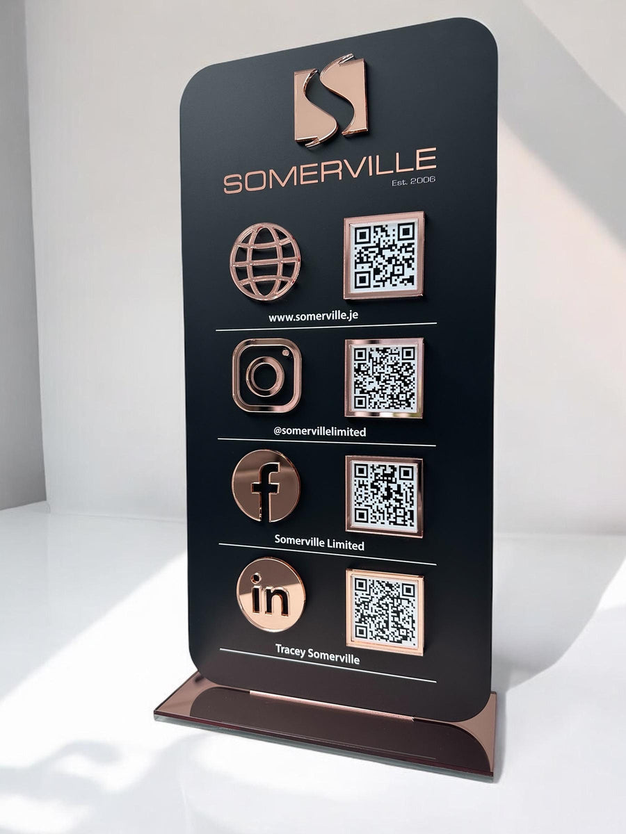 Custom 3D acrylic social media QR code sign in clear material