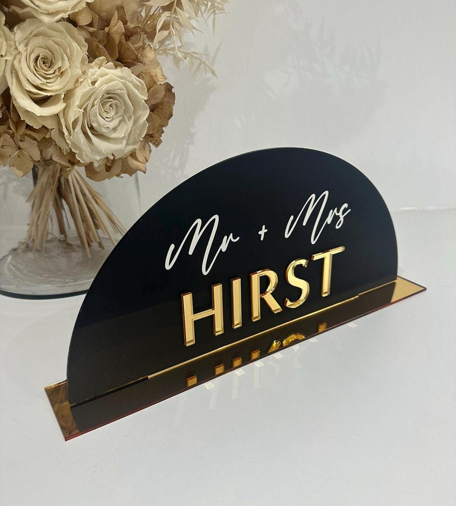 Custom 3D acrylic Mr and Mrs table sign for wedding decor