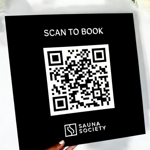 Scan To Book Business Wall Sign, black with scannable QR code