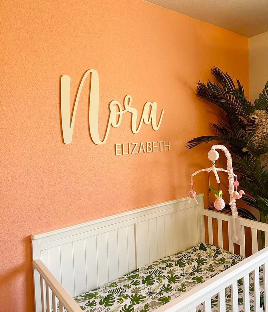 Personalized double name sign in elegant wood with two names