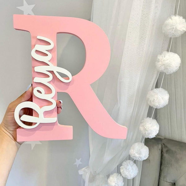 Personalized Letter Name Sign, Custom Wall Mount or Standing Initial for Nursery & Kids Room, Personalized Baby Initial and Name