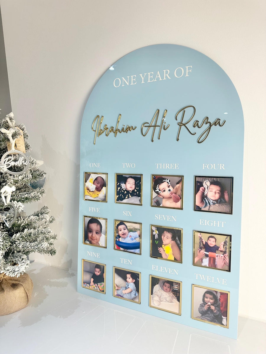 One Year of Baby Board, Acrylic Milestone Board, Milestone Board, My First Year Sign, 1st Birthday Decorations, Monthly Milestone Board