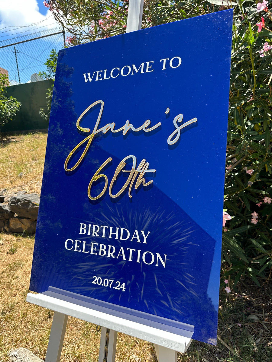 Acrylic Birthday Welcome Sign, Perspex Happy Birthday Sign, Bday Party Decor, Custom Welcome Board, 16th 18th 20th 21st 30th 40th 50th 60th