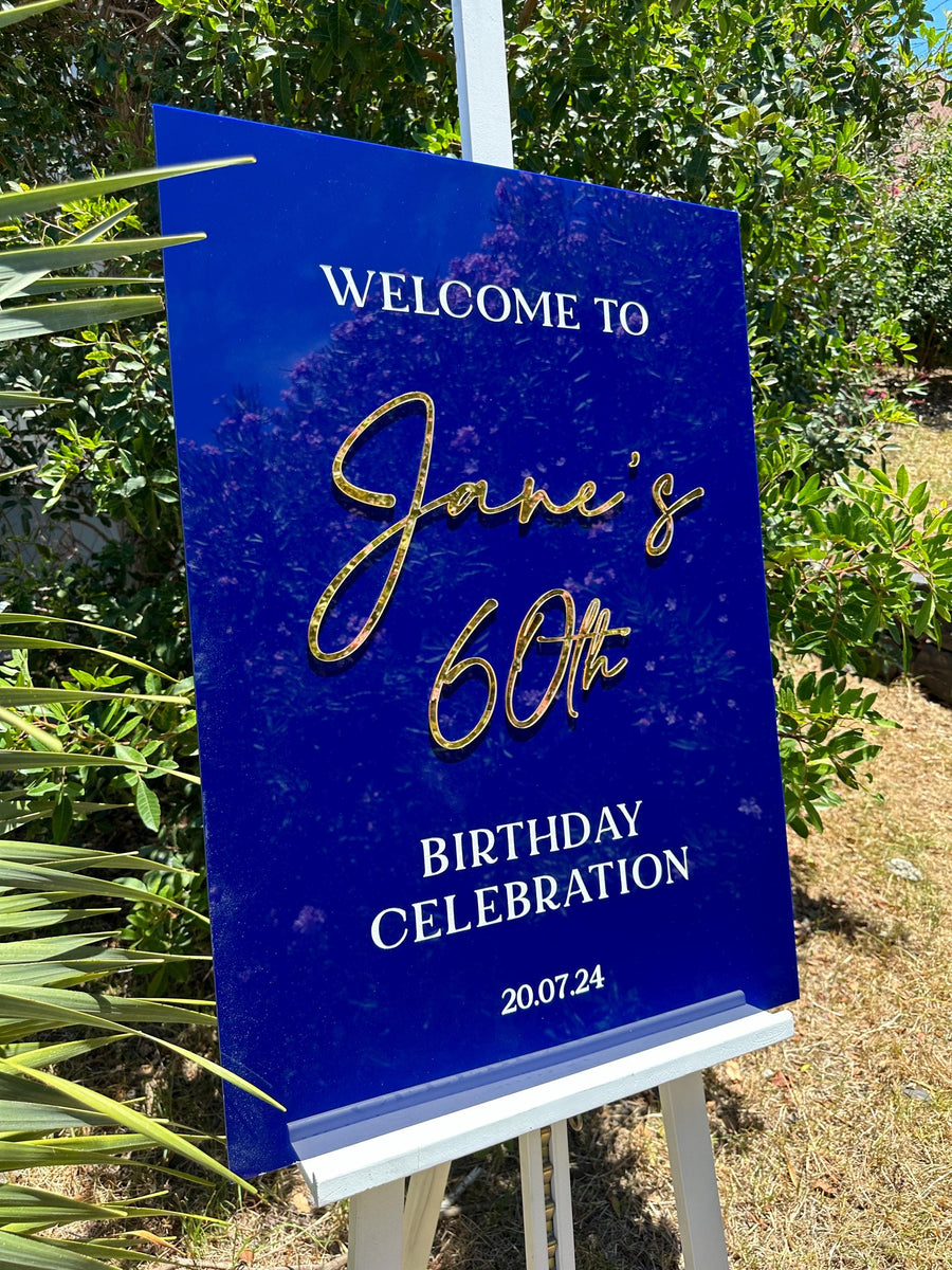 Acrylic Birthday Welcome Sign, Perspex Happy Birthday Sign, Bday Party Decor, Custom Welcome Board, 16th 18th 20th 21st 30th 40th 50th 60th