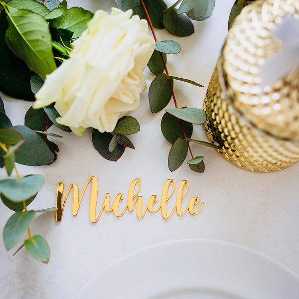 Personalised Wedding Name Places, Wedding Favour Name Cards, Laser Cut Placement Cards, Mirrored Place Name, Luxury Wedding Decor