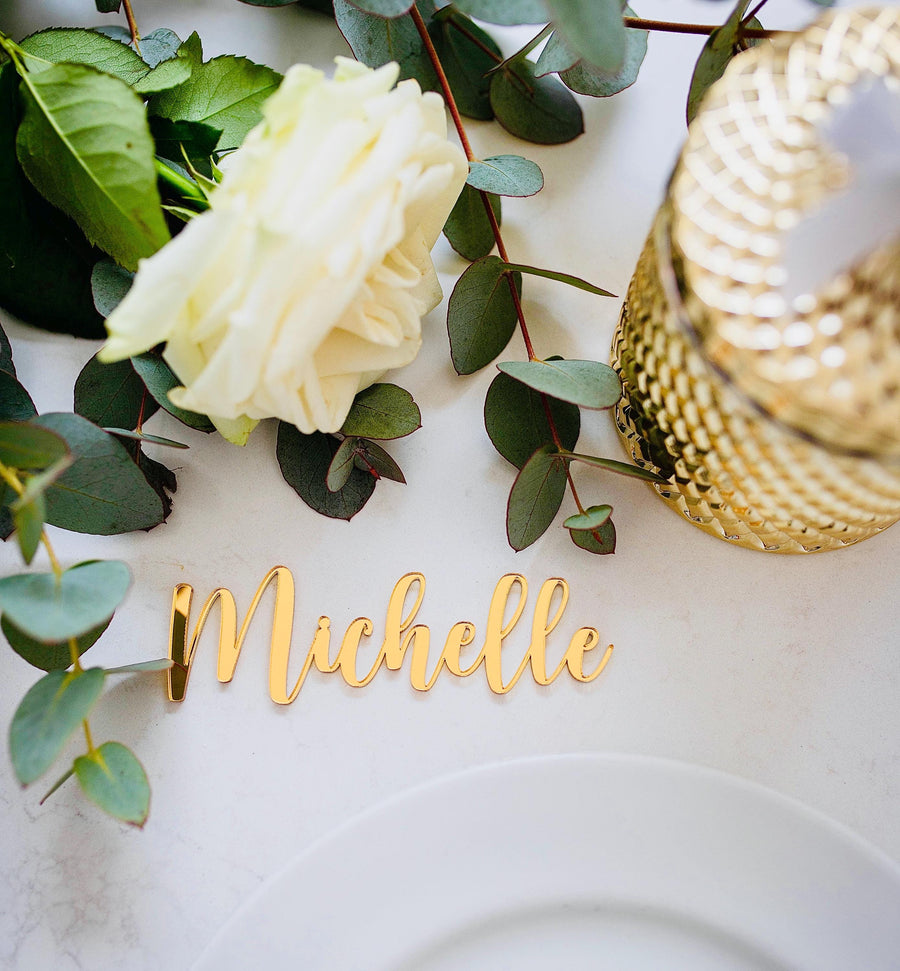 Personalised Wedding Name Places, Wedding Favour Name Cards, Laser Cut Placement Cards, Mirrored Place Name, Luxury Wedding Decor