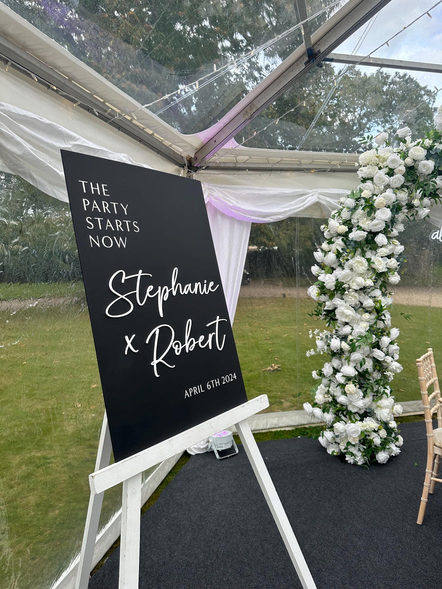 Wedding Welcome Sign, Acrylic Wedding Sign, Ceremony Sign, Reception Signage, Wedding Decor, The Party Starts Now, Custom Wedding Sign
