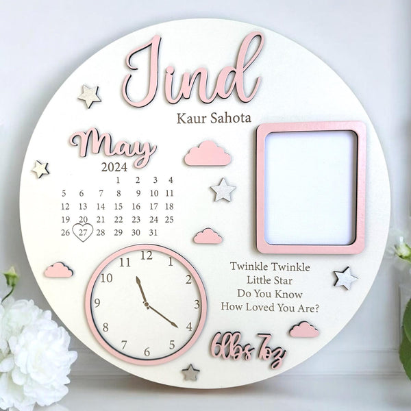 Baby Photo Keepsake Gift, Baby Birth Announcement, New Baby Gift, Personalised Baby Frame, Birth Announcement Plaque, Baby Announcement Sign