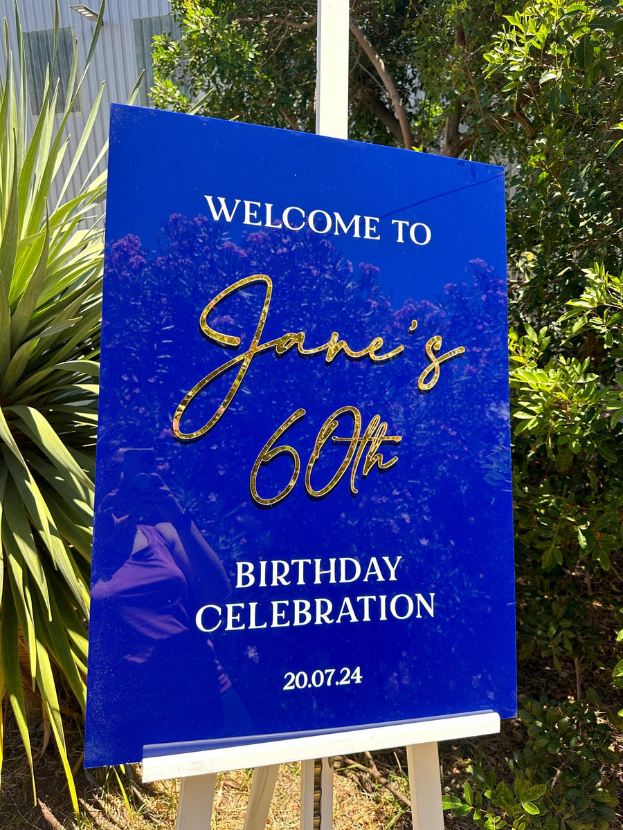 Acrylic Birthday Welcome Sign, Perspex Happy Birthday Sign, Bday Party Decor, Custom Welcome Board, 16th 18th 20th 21st 30th 40th 50th 60th