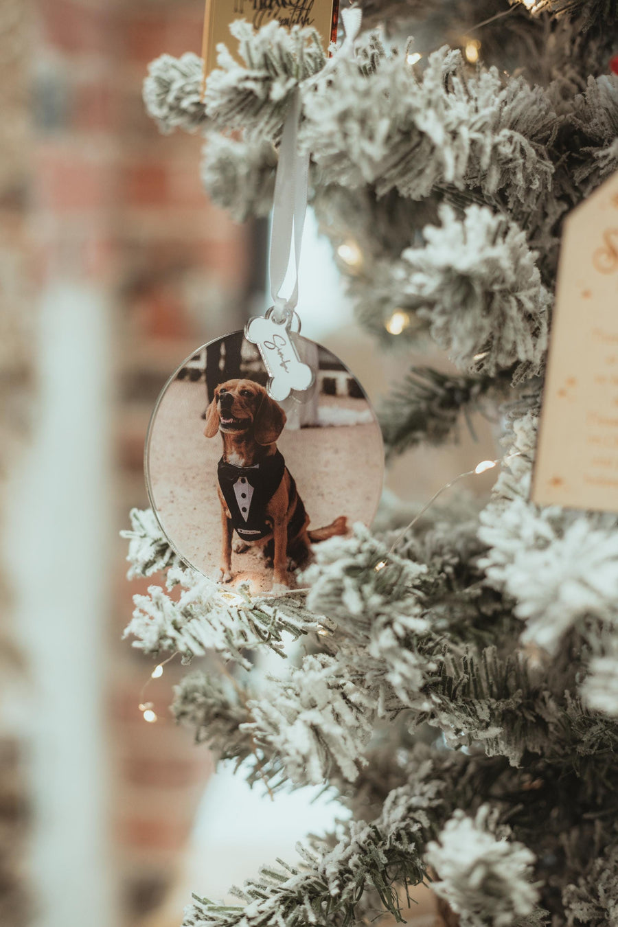 Personalised Baby Photo Bauble with Engraved Acrylic Heart Tag, Custom Baby's First Christmas Ornament, Xmas Gift, Keepsake Ornament