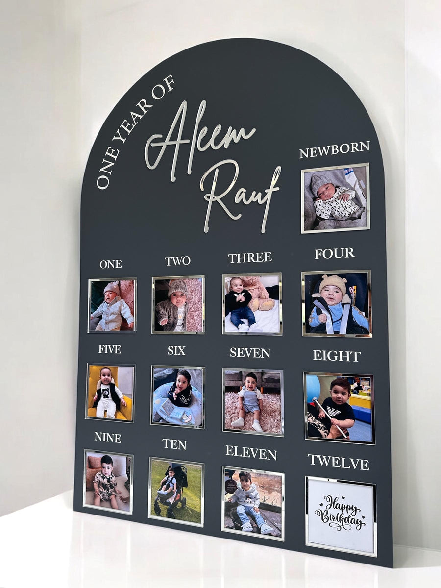 Acrylic Milestone 1st Birthday Photo Board, One Year of Baby Sign, Milestone Board, My First Year, Personalised First Birthday Memory Sign