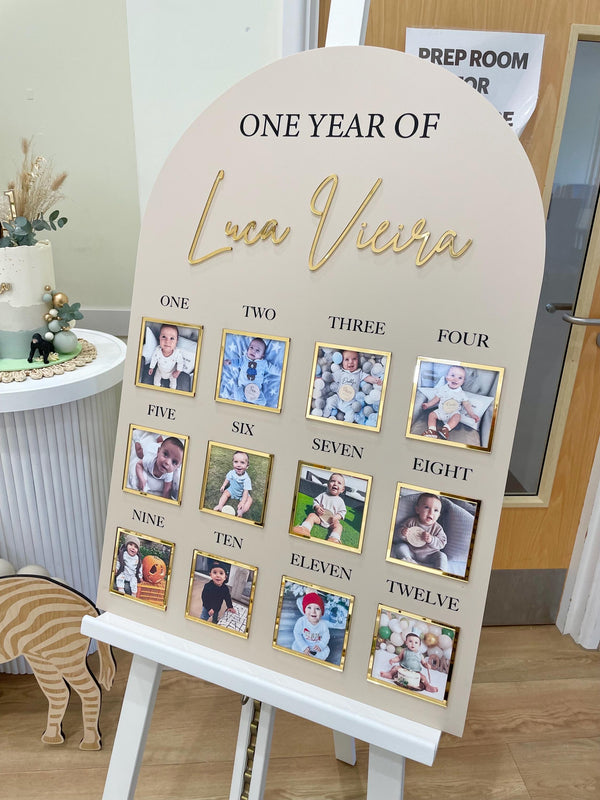 1st Birthday Photo Board - Milestone Plaque for Baby