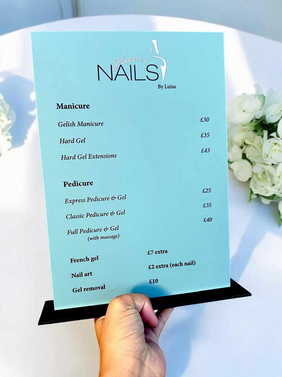 Custom Acrylic Price List Sign, Modern Salon Display Sign, Display Custom Business Sign Acrylic, Personalised Treatment Board, Salon Signage